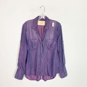 Bella Dahl purple button up chambray top small